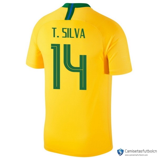 Camiseta Seleccion Brasil Primera equipo T.Silva 2018 Amarillo